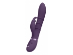 Фиолетовый вибромассажер-кролик с 3 стимулирующими кольцами Sora - 24,2 см.