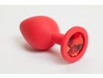 Красная силиконовая пробка с красным кристаллом - 9,5 см. #54560