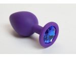 Фиолетовая силиконовая пробка с синим кристаллом - 9,5 см. #54569