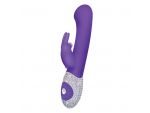 Фиолетовый вибромассажёр The G-spot Rabbit с украшенной стразами рукоятью - 22 см. #56132