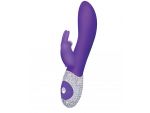 Фиолетовый вибромассажёр с клиторальным отростком и отделанной стразами рукоятью The Classic Rabbit - 22 см. #56133