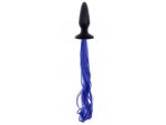 Чёрная анальная пробка с синим хвостом Unicorn Tails Blue #59562