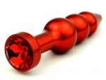 Красная анальная ёлочка с красным кристаллом - 11,2 см. #61673