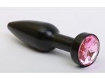 Чёрная удлинённая пробка с розовым кристаллом - 11,2 см. #61710