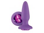 Фиолетовая анальная пробка с фиолетовым кристаллом Glams Purple Gem - 10,4 см. #74607
