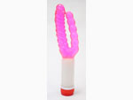 Двухголовый розовый анально-вагинальный вибратор Gang Bang #3250