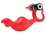 Красный силиконовый стимулятор с вибропулей на ручке #5906