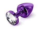 Анальная пробка с кристаллом ANNI round purple T3 фиолетового цвета - 9 см. #11078