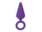 Фиолетовая конусовидная анальная пробка с колечком-ограничителем - 6,5 см. #105234