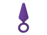 Фиолетовая конусовидная анальная пробка с колечком-ограничителем - 5 см. #105236