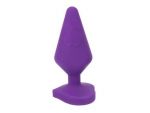 Фиолетовая коническая анальная пробка с сердечком-ограничителем - 10 см. #105238