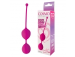 Ярко-розовые двойные вагинальные шарики Cosmo с хвостиком для извлечения #105904