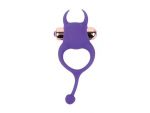 Фиолетовое эрекционное виброкольцо с рожками и хвостиком #107994