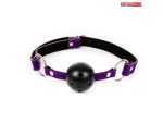 Черно-фиолетовый пластиковый кляп-шарик с отверстиями Ball Gag #108331