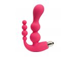 Розовый анально-вагинальный вибромассажер - 17 см. #128645