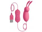 Розовая, работающая от USB вибропуля в форме кролика Cute #138574