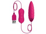 Розовая, рельефная, работающая от USB вибропуля Fun #138575