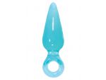 Голубая анальная пробка с кольцом Pleasures Plug Mini - 9 см. #141231