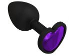 Черная силиконовая пробка с фиолетовым кристаллом - 7,3 см. #145189
