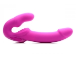 Розовый безремневой страпон с вибрацией Evoke Rechargeable Vibrating Strap On - 24,7 см. #146105