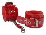 Красные лаковые наручники с меховой отделкой #151235