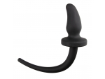 Черная изогнутая пробка Dog Tail Plug с хвостом #154553
