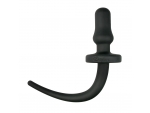 Черная анальная втулка Dog Tail Plug с хвостом #154554