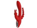 Красный вибромассажер-кролик с анальным стимулятором HERA - 21 см. #169167