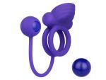 Фиолетовое эрекционное кольцо с утяжелителем Silicone Rechargeable Dual Rockin Rim Enhancer #171769