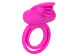 Ярко-розовое эрекционное кольцо Silicone Rechargeable Dual Clit Flicker #171770