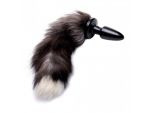 Черная анальная пробка с серым лисьим хвостом Grey Fox Tail Anal Plug #182688