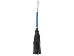 Черная многохвостая плеть-флоггер с синей ручкой - 40 см. #182863