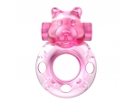 Розовое эрекционное виброкольцо на пенис Pink Bear #183036