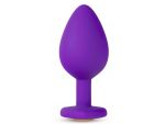 Фиолетовая анальная пробка Bling Plug Medium с золотистым стразом - 8,3 см. #185449