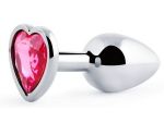 Только что продано Серебристая анальная пробка с розовым кристаллом-сердечком - 7 см. от компании Anal Jewelry Plug за 964.00 рублей