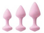 Набор из 3 нежно-розовых анальных пробок Triple Kiss Trainer Kit #187370