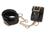 Черные наручники Leather Handcuffs на карабинах #188338