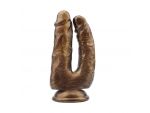 Золотистый анально-вагинальный фаллоимитатор Dick Cumming - 18 см. #197533