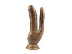Золотистый анально-вагинальный фаллоимитатор Ivana Havesex - 19,5 см. #197540