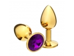 Золотистая анальная пробка с фиолетовым кристаллом #197957