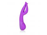Фиолетовый вибромассажер Impress Dual Kiss со стимуляцией клитора - 15 см. #22881