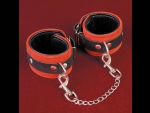 Чёрно-красные наручники из кожи и замши #24293