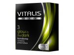 Свеящиеся в темноте презервативы VITALIS PREMIUM glow in the dark - 3 шт. #26521