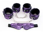 Кружевной набор пурпурного цвета: наручники, оковы и маска #27318