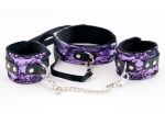 Пурпурный кружевной набор: ошейник и наручники #27319