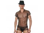 Сексуальный мужской комплект-сетка: футболка и слипы #203425