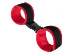 Красно-черные велюровые наручники Anonymo #220414