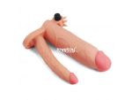 Телесная насадка-удлинитель на пенис с анальным стимулятором и вибрацией #247671