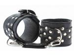 Чёрные наручники из кожи с пряжкой #31795
