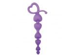Фиолетовая анальная цепочка с звеньями-сердечками HEARTY ANAL WAND SILICONE - 18 см. #39577